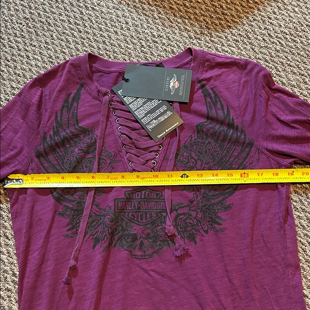 Harley-Davidson Women's Purple Lace-Up Top - Picture 4 of 7